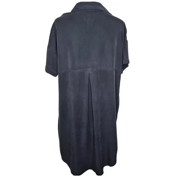 Universal Thread Shirt Dress XL Pockets Charcoal Black Shift Knee Length Lyocell - Picture 4 of 10